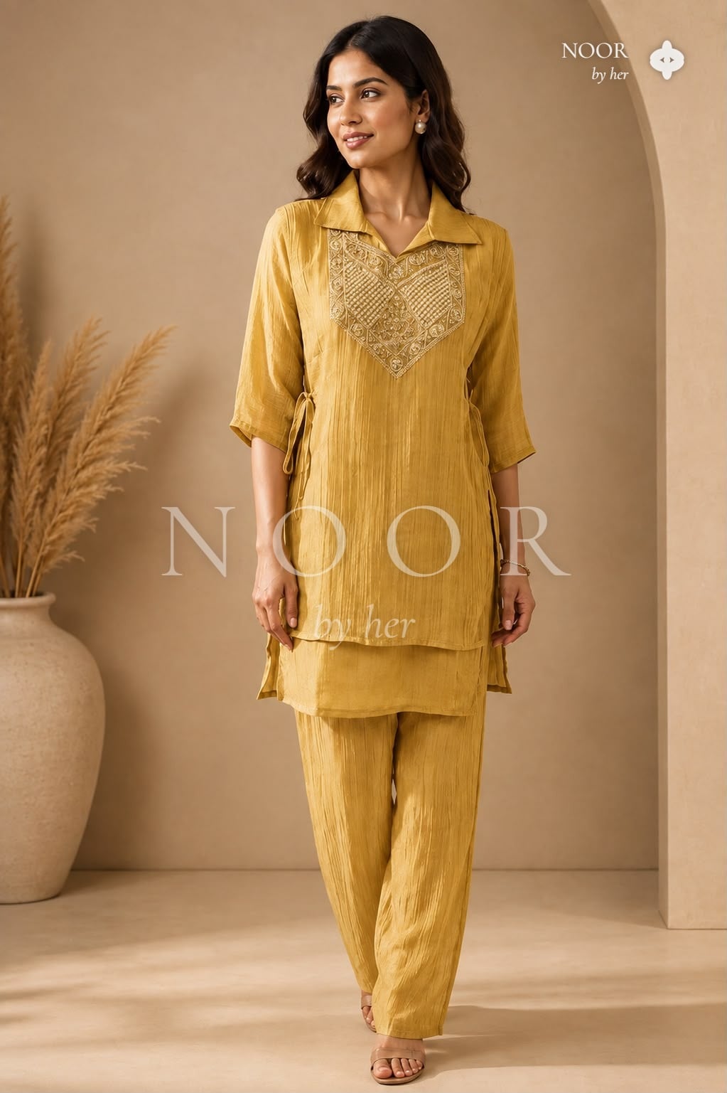 Mustard Heritage Embroidered Co-ord Set