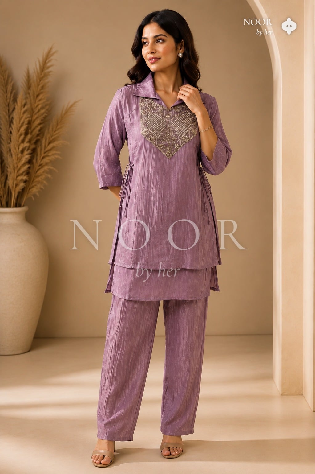 Lavender Heritage Embroidered Co-ord Set